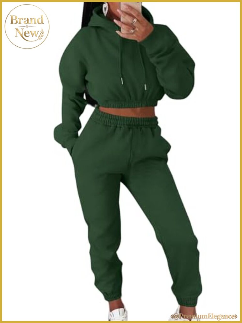 2 Piece Sweatsuit Set Crop Hoodie & Jogger Pants Lounge Set